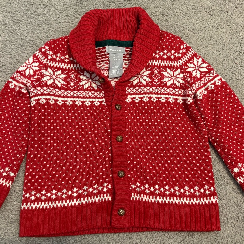 Tahari Red and White Kids Sweater